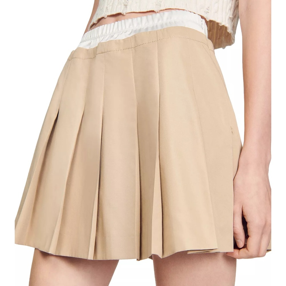 Sandro beige pleated skirt new with tags